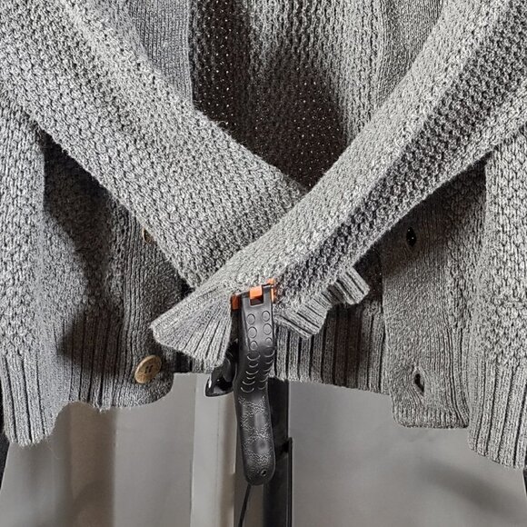 Lucky Brand Grayish Silver Button Down Cotton Blend Sweater Size M - Picture 6 of 10